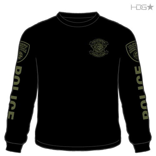 CDCR Police Black/OD Green Long Sleeve T-Shirt - HDG★ Tactical