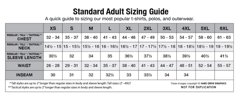 Public Safety Apparel Sizing Charts | HDG Tactical